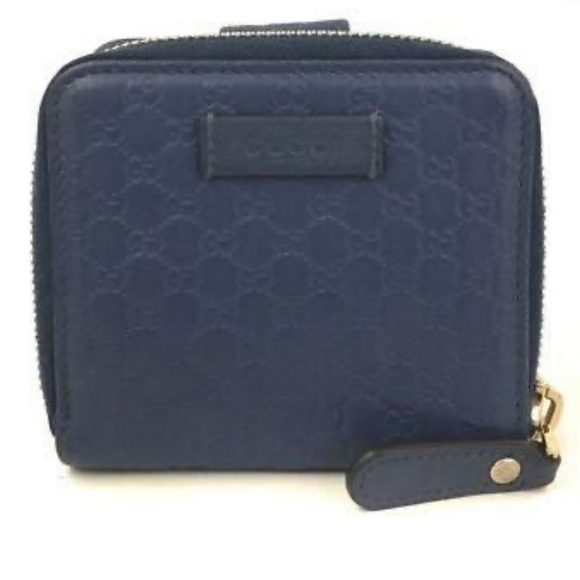 Gucci Handbags - Gucci Micro Ssima GG Logo Leather Bifold Wallet Blue